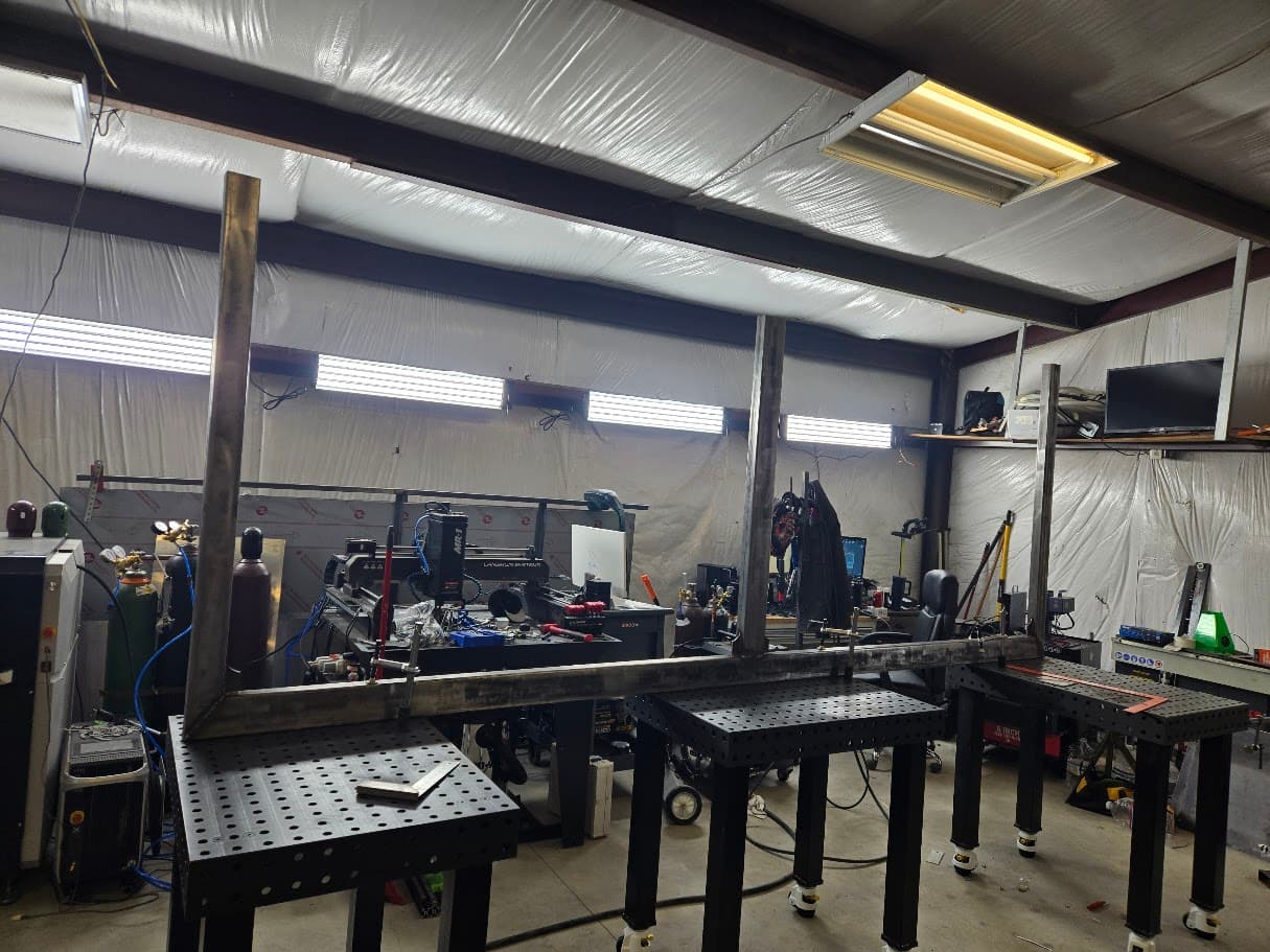CNC Powder shop overview with fabrication equipment